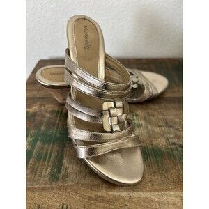 Sole Sensibility Women's Metallic Corkscrew Wedge Sandals, Size 10